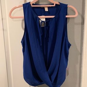 Blue tie front hanging shirt
